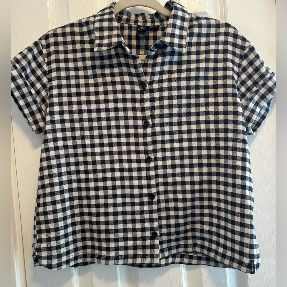 Volcom Black and White Gingham Button-Down Shirt